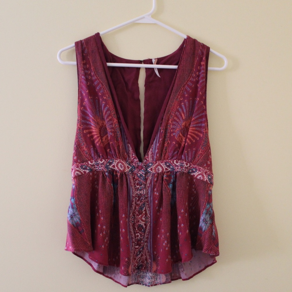 Free People Deep V Low Cut Tank